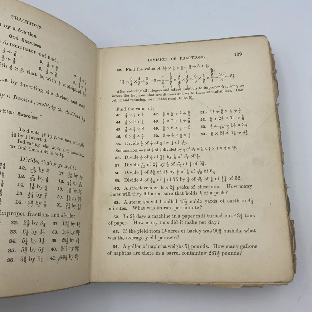 Antique Milne's New York State Arithmetic‎ Second Book 1914 Antique Math Book HC